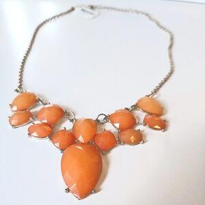 Statement Chunky Gold, Peach, Orange Bold Adjustable Clasp Necklace NWT